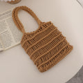 Sac tissé en fil de coton ajouré, sac de paille en maille d'été, sac de femme, sac de plage de vacances en bord de mer
