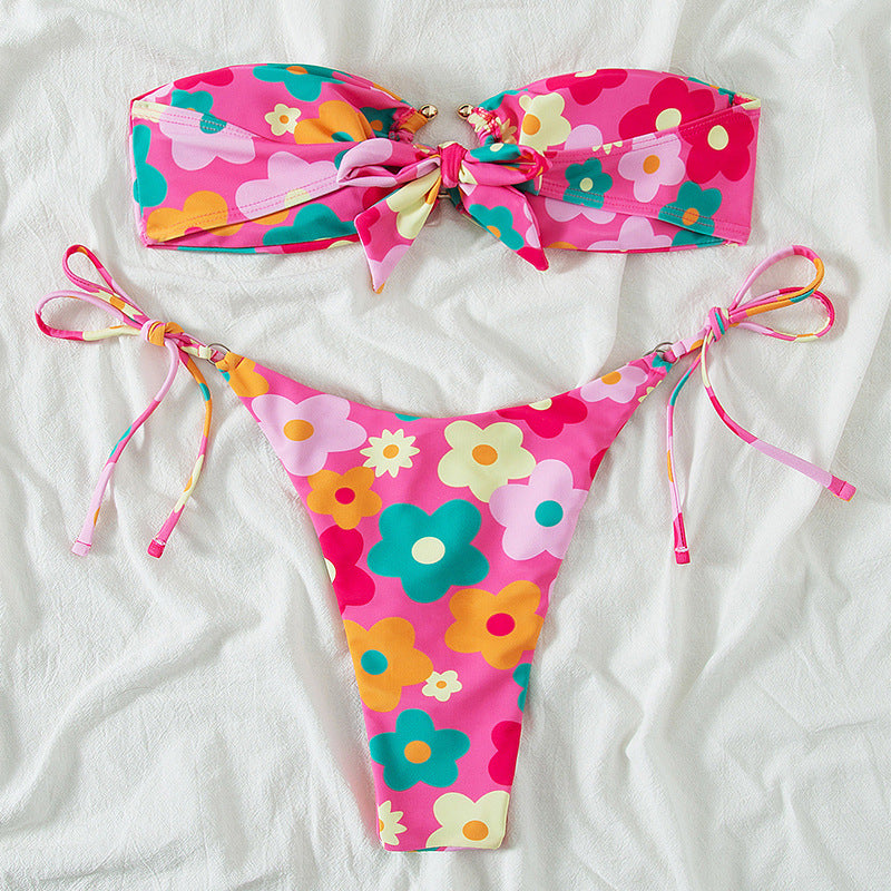 Sexy Bikini Frauen Split Einfarbiger Badeanzug Mehrfarbiger Bikini Badeanzug