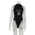 Sexy Damenbekleidung Ärmellos Half Turtleneck Hohe Taille Spitze Nähte Skinny Hollow Out Cutout Versuchung Hochelastischer Jumpsuit für Damen