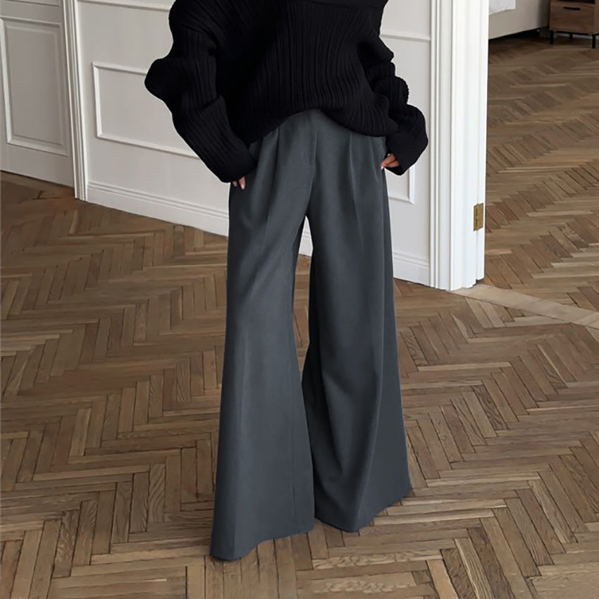 Lässige Khakifarbene Modische Elegante Weite Hose Herbst Winter Alltags- Büro-High-Waist-Arbeitshose