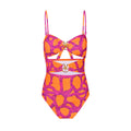 Maillot de bain une pièce ajouré avec découpes, bretelles, chemisier deux pièces imprimé pour femme