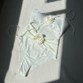 Kordelzug, hohles Design, Aussparungen, einfarbig, Rose, Sling, Bikini, Bikini