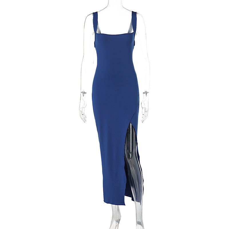 Sommer Elegantes ärmelloses, figurbetontes Etuikleid mit Schlitz und Rückenausschnitt für Damen