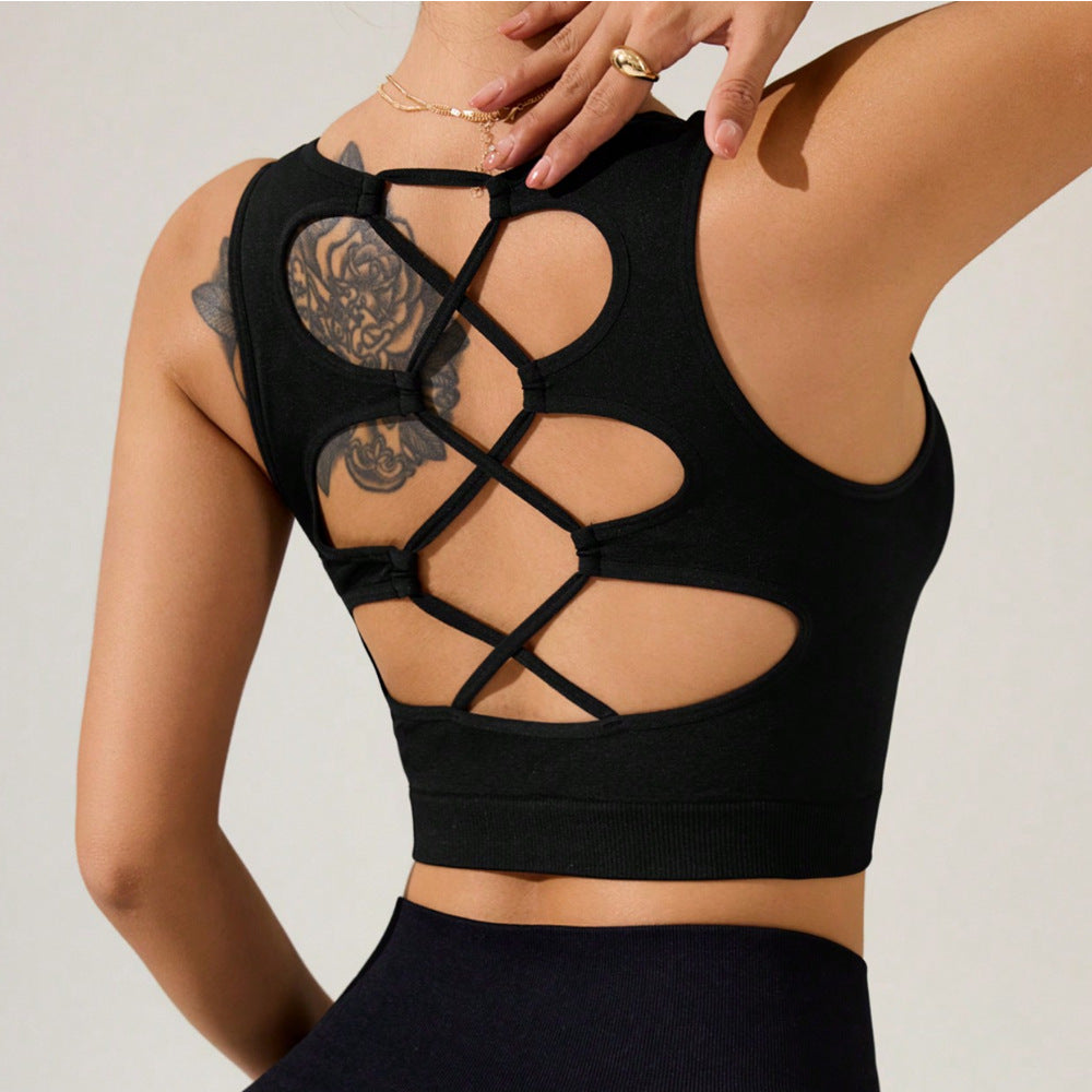 Gilet de sport d'extérieur haute résistance, sous-vêtement de sport galbant le dos, veste de yoga, élastique dans les quatre sens