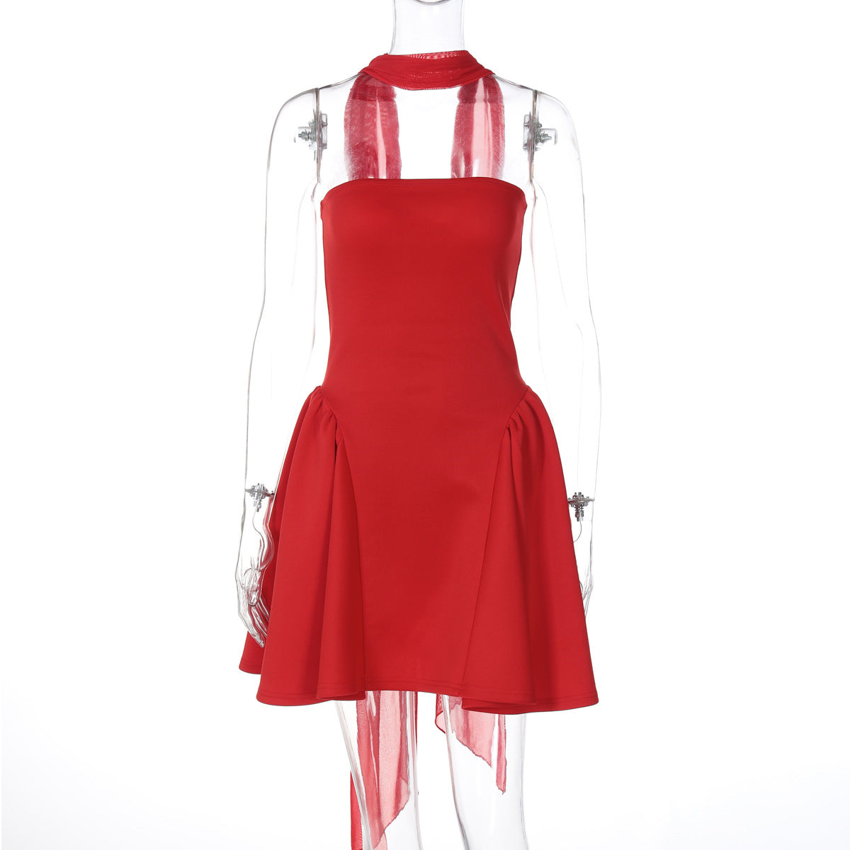 Damen Kleidung Winter Sexy Hinten Reißverschluss Tube Top Kurzes Kleid