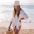 Chemisier Crêpe Vacances en Bord de Mer Blouse Bikini de Plage Manteau Chemise Maillot de Bain Vêtement d'Extérieur Cardigan