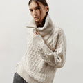 Rollkragenpullover halber Reißverschluss Damen Herbst Winter Koreanische Faule Strickware Dicke Nadel Gestrickter Pullover