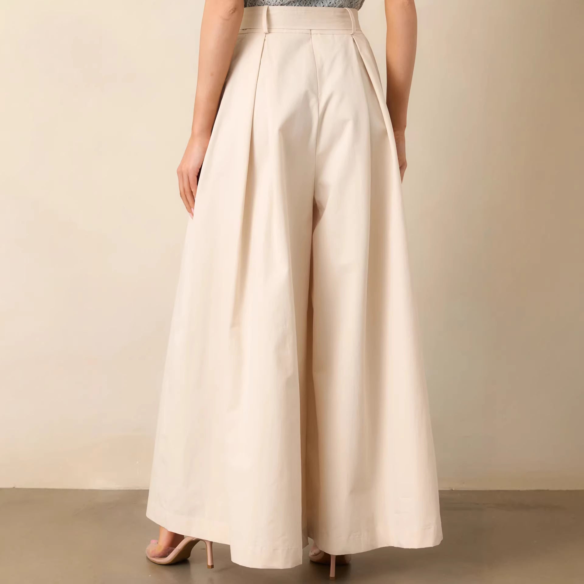 Women Spring Autumn Apricot Straight Leg Pants