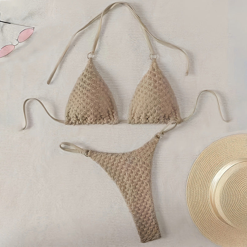 Schnürbikini, Split-Bikini, Damen-Dreipunkt-Bikini, Strandbadeanzug, zweiteilige Sets
