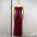 Damenbekleidung Elegantes sexy Schlauchtop-Kleid aus Kunstleder mit Trägern und seitlichem Schlitz