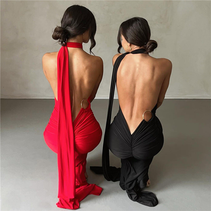 Sommer Damen Kleidung Sexy Neckholder Kleider Rückenfrei Eng Anliegend Abendkleid Kleid für Damen