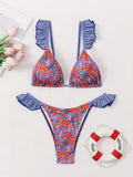 Vintage Kleiner Blumen-Bikini-Badeanzug Damen Sexy