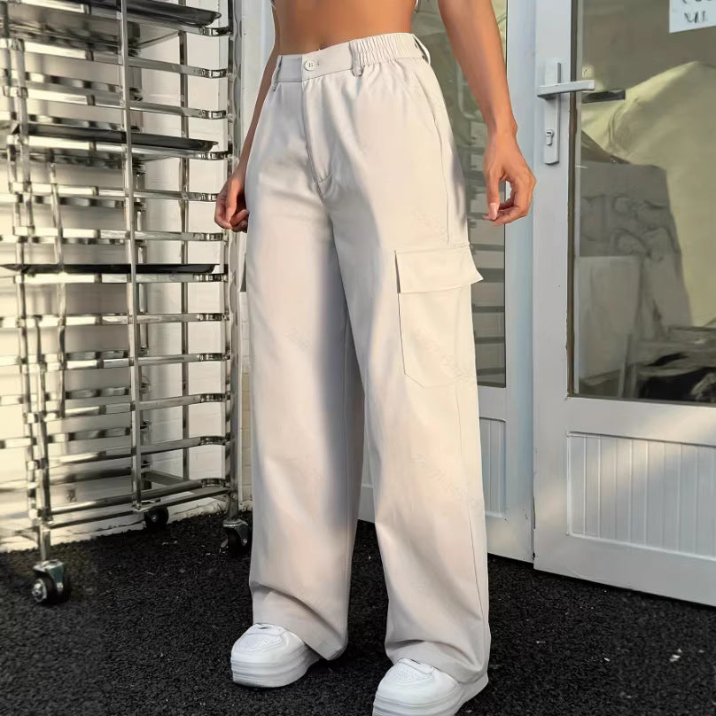 Combinaison Salopette d'extérieur Multipoches Décontractée Amincissante Taille Haute pour Femme Petite Pantalon à Jambes Droites d'été