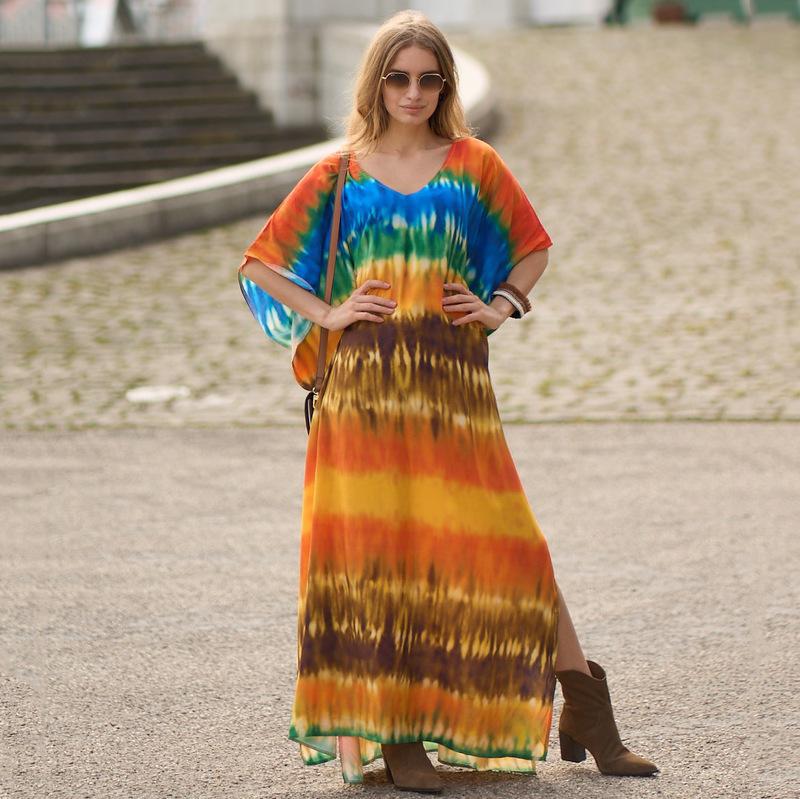 Robe de plage ample en rayonne imprimée avec positionnement pour les vacances Couleurs de robe de plage