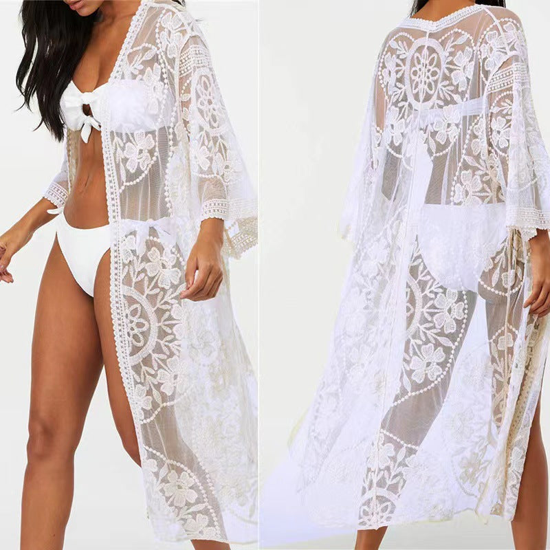 Spitzen-Mesh-Häkel-Strand-Pareo für den Urlaub am Meer, Bikini, Sonnenschutz-Kleidung