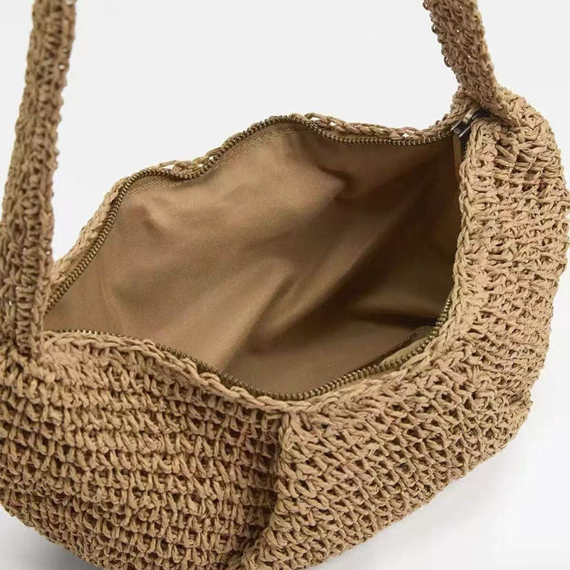 Sac à bandoulière décontracté en paille, sac à boulettes de niche, sac tissé, sac de plage de vacances, sac de poitrine assorti à tout