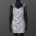 Robe fourreau en dentelle florale transparente pour femmes, coupe ajustée, à lacets