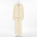 Vêtements d'intérieur amples et confortables Printemps Pur Coton Imprimé Manches Longues Pantalon Pyjama Confortable Femme