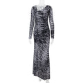 Damenbekleidung Herbst Retro Sexy schulterfreies Zebra-Muster Slim Fit Langarmkleid Damen
