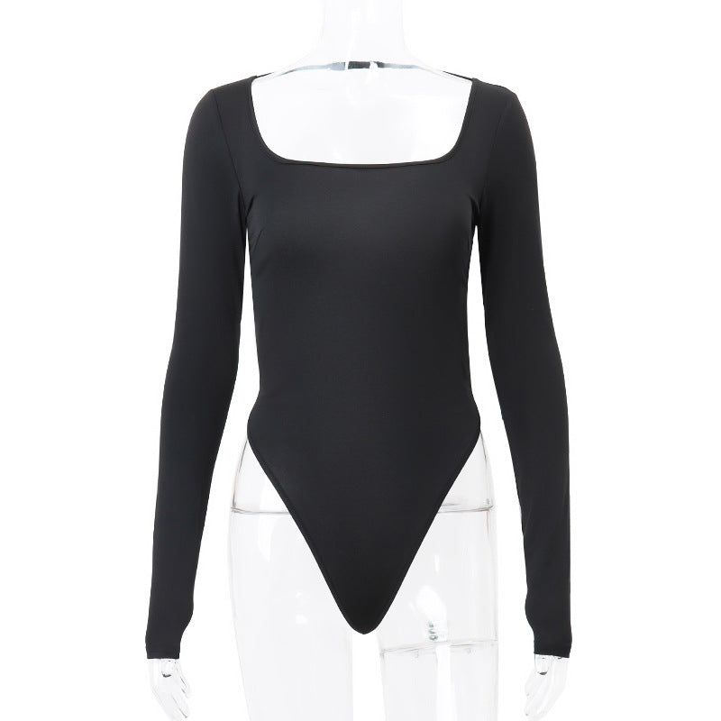 Damenbekleidung Herbst Sexy U-Ausschnitt Cutout Elegant Slim Fit Langarm Jumpsuit für Damen
