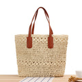 Sac de plage découpé en paille tissée pour femme, sac à bandoulière décontracté d'été, creux