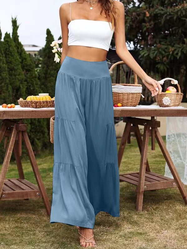 Spot Goods Sommer Lässige Weite Beinhose Aus Baumwollleinen Beliebte High Waist Loose Hose Damen Hose