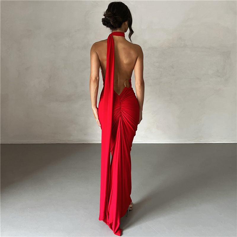 Sommer Damen Kleidung Sexy Neckholder Kleider Rückenfrei Eng Anliegend Abendkleid Kleid für Damen