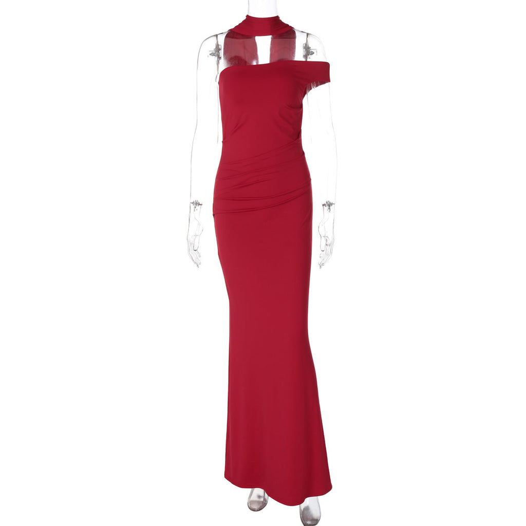 Robe d'été ajustée sans dos à épaules nouées pour femme