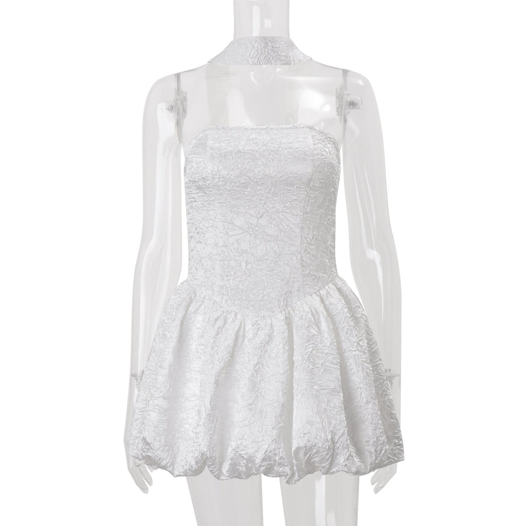 Robe courte à bulles, avec ruban et taille ajustée, style sexy à bustier, collection automne femme