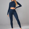 Ensemble de vêtements de yoga sans couture pour femmes, composé d'un haut de sport à manches longues et d'un legging taille haute gainant les fesses