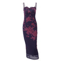 Robe fendue vintage imprimée à dos nu sexy avec bord en dentelle printanière