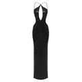 Robe longue d'été sexy pour femme, dos nu, à paillettes, ajourée, style boîte de nuit