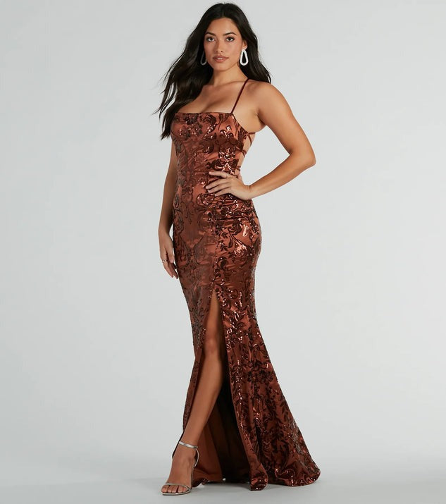 Beliebtes Pailletten-Trägerkleid Damen Maxikleid Slim Split Abendkleid