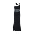Robe d'été pour femme, asymétrique irrégulière, épaule dénudée, poitrine drapée, moulante, maille cousue, dos nu, style niche