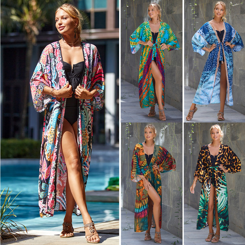 Cache-maillot de plage en rayonne, chemisier de protection solaire, cardigan de protection solaire, paréo de bikini pour femme