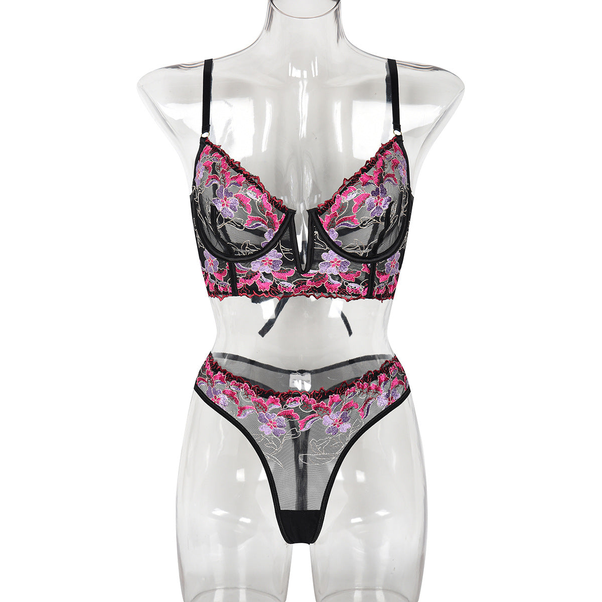 Beliebte Serie Gleiche hochwertige gestickte Metall-V-Ausschnitt Sexy Anzug Exquisite Stickerei Zweiteiler