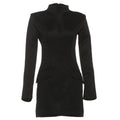 Robe Femme Automne Hiver Élégante et Sexy à Taille Cintrée, Jupe Hanche, Manches Longues Couleur Unie