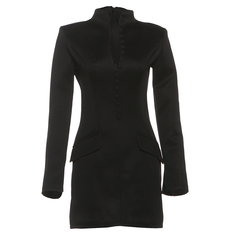 Robe Femme Automne Hiver Élégante et Sexy à Taille Cintrée, Jupe Hanche, Manches Longues Couleur Unie