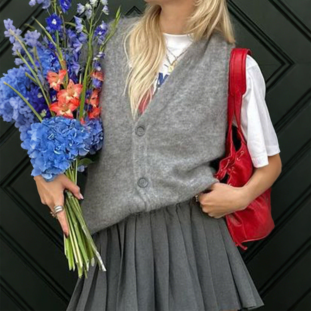 Gilet Décontracté Simple Boutons Laine Vêtements Femme Automne Hiver