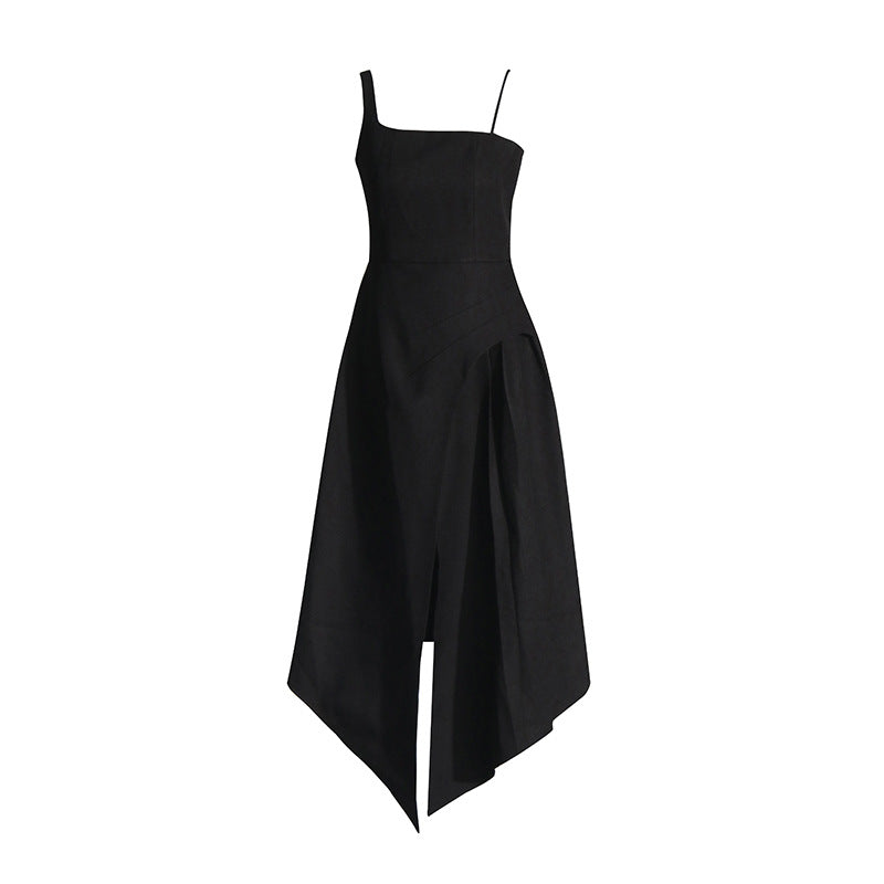 Elegantes Vietnam Special Interest Design Abnehmbares Pullover-Patchwork-Cami-Kleid Damen Sommer Schlitzkleid Damen