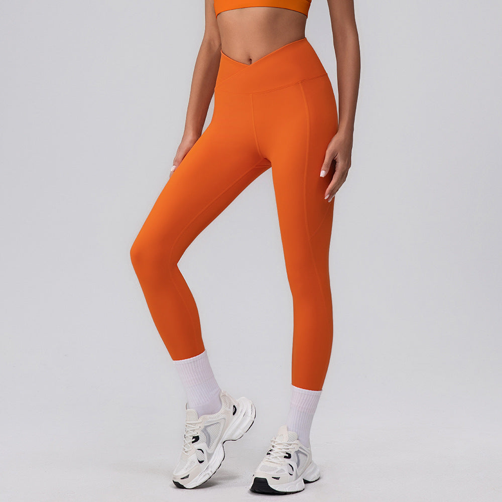 Nahtlose, schnell trocknende Yogahose für Damen, V-förmiger Bogen, Pfirsich-Sporthose, hohe Taille, Hüftstraffende Fitnesshose