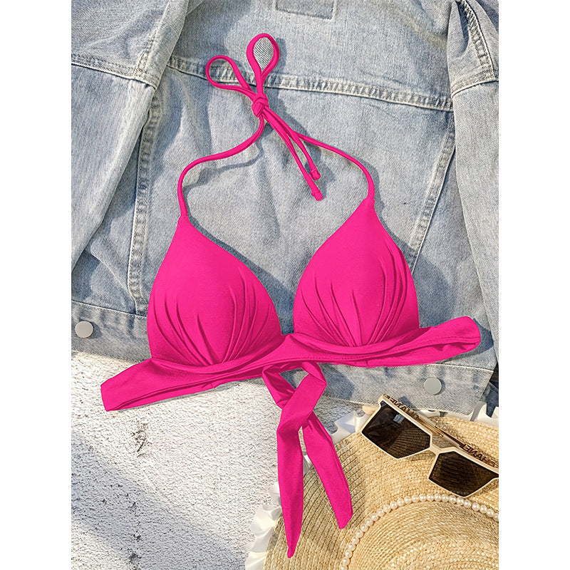 Neckholder Schnürung Push-up Bikini Badeanzug Damen Frühling Strand Sexy Badeanzug Oberteil