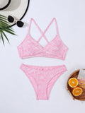 Damen Urlaub Schnürung Sexy Bikini Badeanzug
