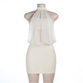 Sexy Mesh Durchsichtiges Nahtloses Ärmelloses Neckholder-Hüftkleid für den Frühling