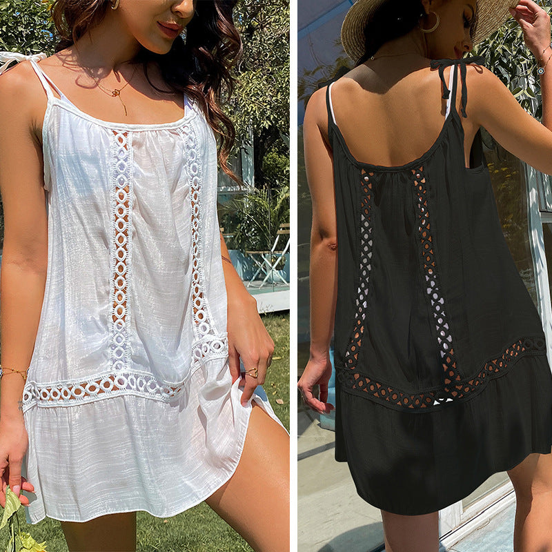 Damenbekleidung Sommer Mode Sexy Cut-Out Hohlring Lockeres Strandkleid Camisole-Kleid