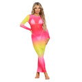 Robe longue en maille transparente à manches longues pour femme