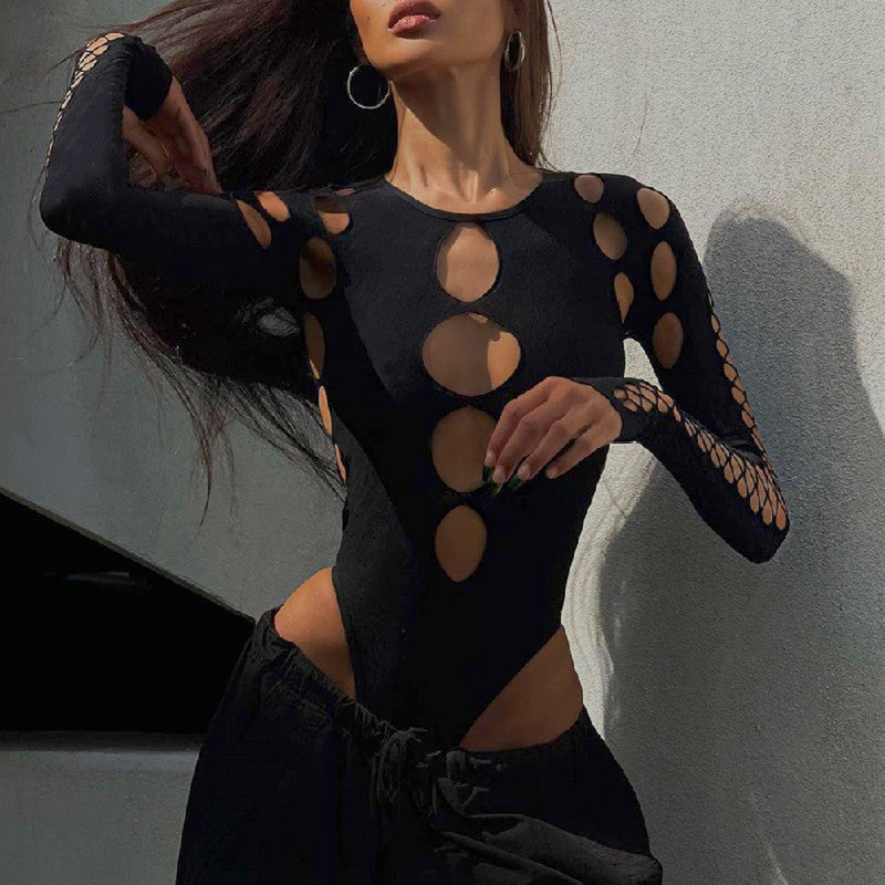 Combinaison moulante sexy ajourée pour femme, coupe flatteuse pour l'automne