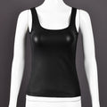 Gilet court dénudé sexy à bretelles enduites de couleur unie pour femme, col en U, été