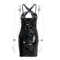 Vêtements Femme en Tissu Métallisé Camisole Découpée Automne Robe Sans Dos en Faux Cuir Robe Femme