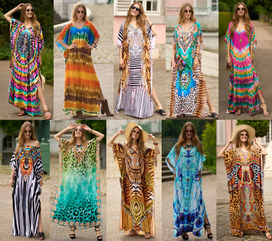 Robe de plage ample en rayonne imprimée avec positionnement pour les vacances Couleurs de robe de plage